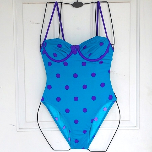Body Glove Other - Vintage Body Glove by Robin Piccone Teal Purple Polka Dot Swimsuit Size 7/8